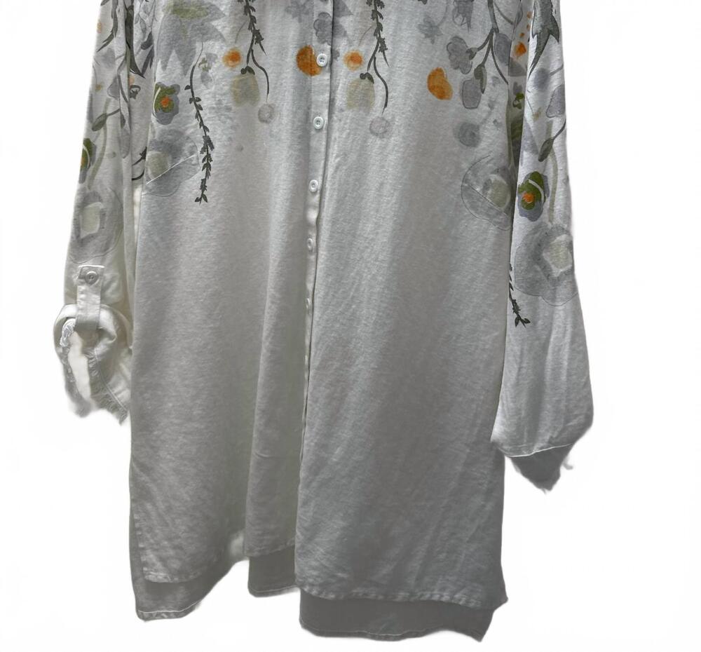 NEW PICADILLY women's printed linen shirt in papaya multi